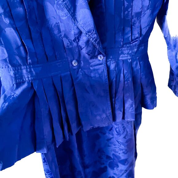 Vintage 100% Silk Butterfly Garden Embossed Print Skirt Suit Set size M 8 🦋 - Picture 4 of 9